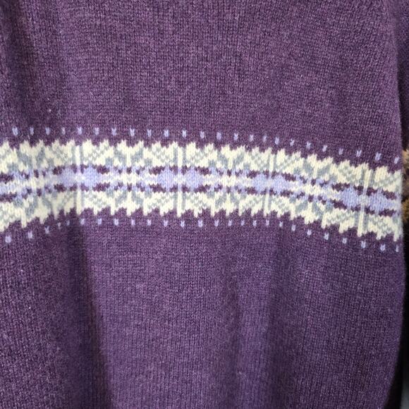 Woolrich Sweater Women's XL Amethyst Wool Fair Isle 1/4 Zip Nordic Outdoors VTG - Picture 4 of 8